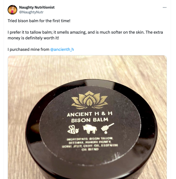 100% grassfed bison tallow balm with natural essential oils best for skin with magnesium chloride for relaxation