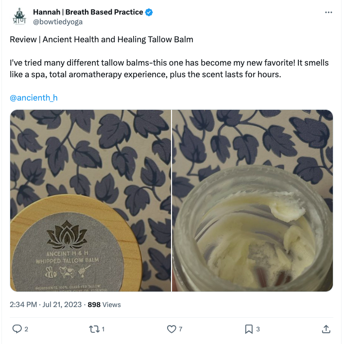 100% grassfed beef tallow balm whipped with natural essential oils best for skin