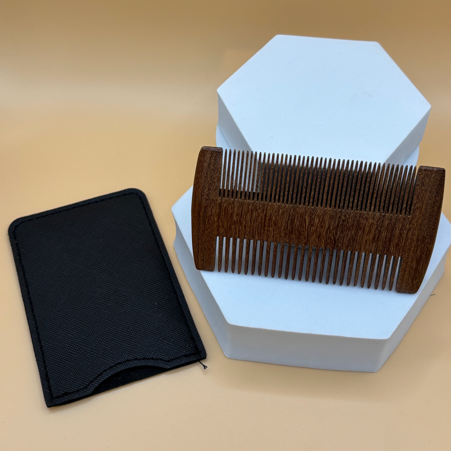 natural sandalwood no chemical plastic free hair and beard comb with wallet