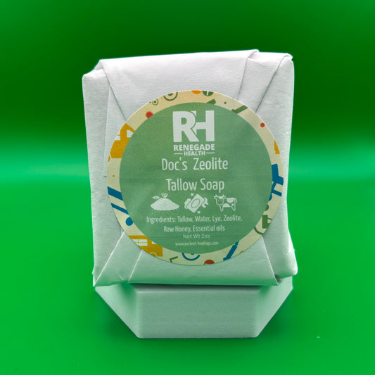 zeolite soap green background on white stand