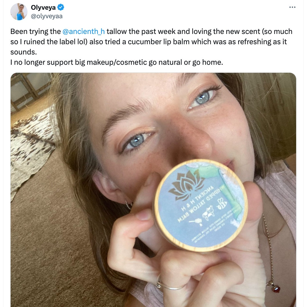 100% grassfed beef tallow balm whipped with natural essential oils best for skin