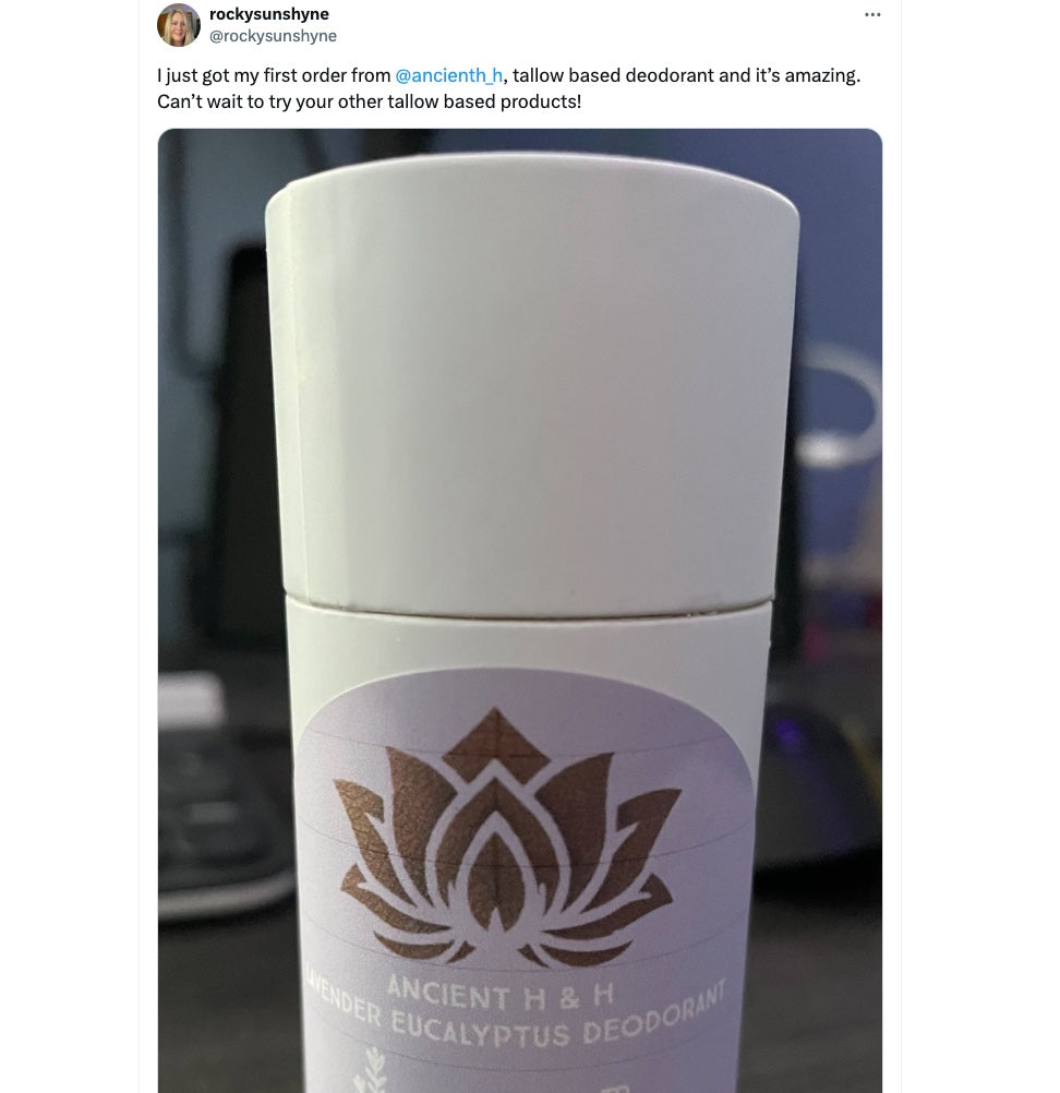 100% grassfed beef tallow deodorant with natural essential oils best for skin