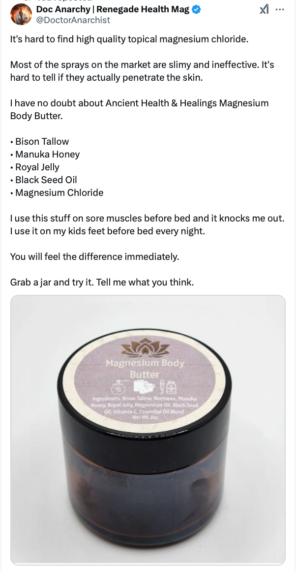Magnesium chloride infused bison tallow body butter for sleep, relaxation and skin rejuvenation while you sleep reviews