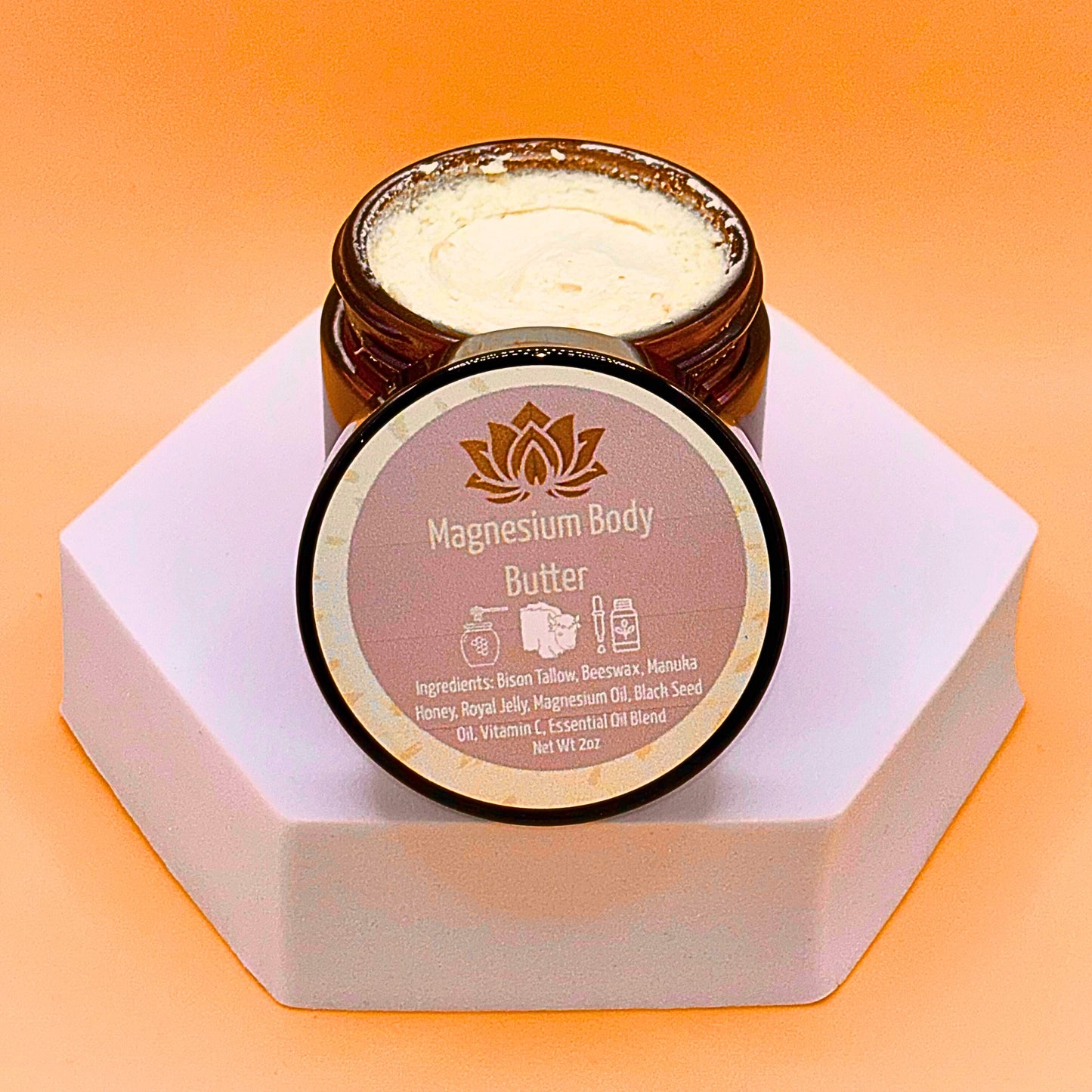 magnesium chloride infused bison tallow balm for sleep, relaxation and skin rejuvenation while you sleep