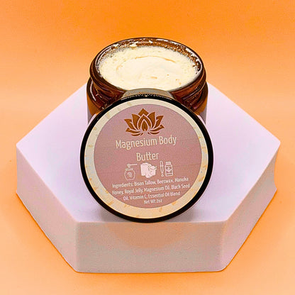 magnesium chloride infused bison tallow balm for sleep, relaxation and skin rejuvenation while you sleep