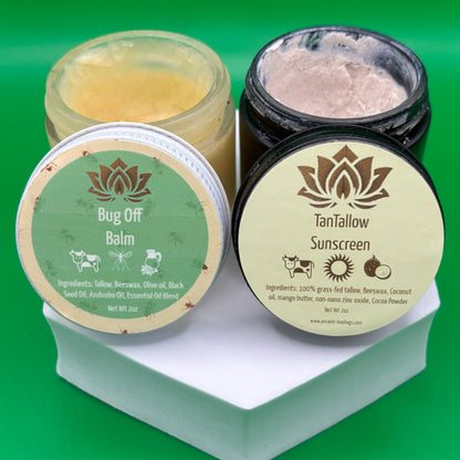 bug off balm and tantallow sunscreen 